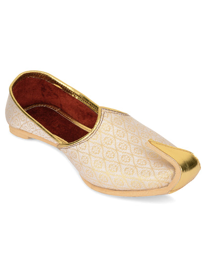 DESI COLOUR Mens Gold Ethnic Footwear/Punjabi Jutti