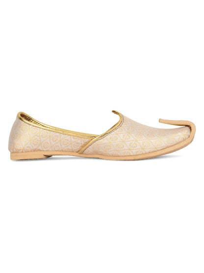 DESI COLOUR Mens Gold Ethnic Footwear/Punjabi Jutti