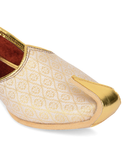 DESI COLOUR Mens Gold Ethnic Footwear/Punjabi Jutti