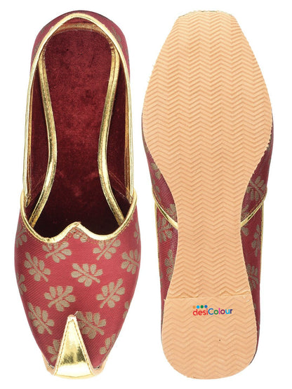 DESI COLOUR Mens Gold Ethnic Footwear/Punjabi Jutti