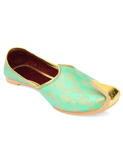 DESI COLOUR Mens Sea Green Ethnic Footwear/Punjabi Jutti