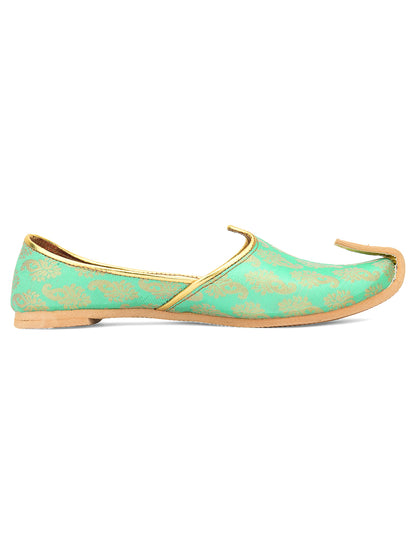 DESI COLOUR Mens Sea Green Ethnic Footwear/Punjabi Jutti