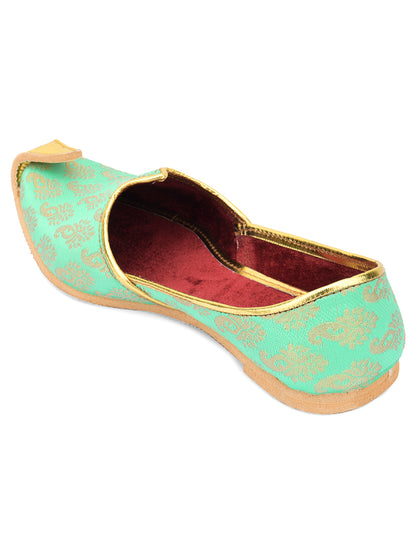 DESI COLOUR Mens Sea Green Ethnic Footwear/Punjabi Jutti