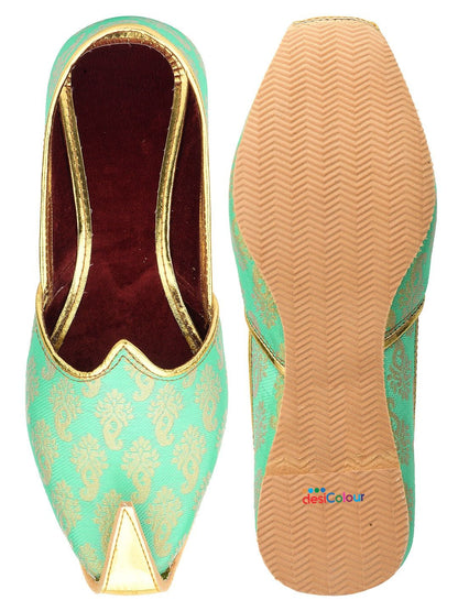 DESI COLOUR Mens Sea Green Ethnic Footwear/Punjabi Jutti