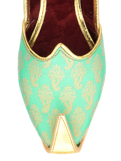 DESI COLOUR Mens Sea Green Ethnic Footwear/Punjabi Jutti