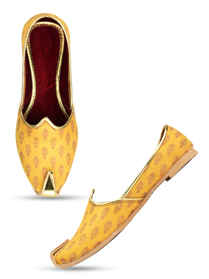 DESI COLOUR Mens Gold Ethnic Footwear/Punjabi Jutti