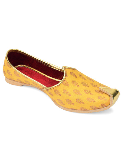 DESI COLOUR Mens Gold Ethnic Footwear/Punjabi Jutti