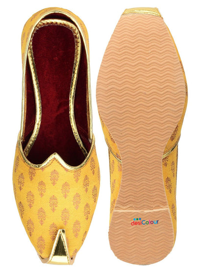 DESI COLOUR Mens Gold Ethnic Footwear/Punjabi Jutti