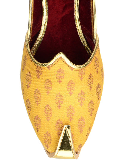 DESI COLOUR Mens Gold Ethnic Footwear/Punjabi Jutti