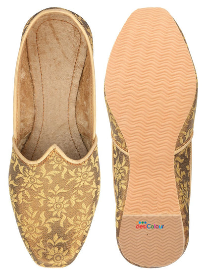 DESI COLOUR Mens Gold Ethnic Footwear/Punjabi Jutti