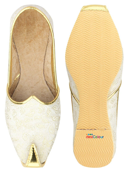 DESI COLOUR Mens White Ethnic Footwear/Punjabi Jutti