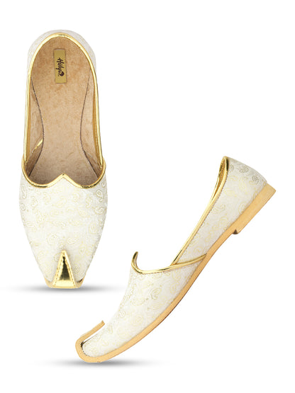 DESI COLOUR Mens White Ethnic Footwear/Punjabi Jutti