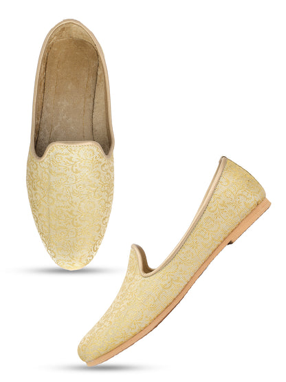 DESI COLOUR Mens Gold Ethnic Footwear/Punjabi Jutti