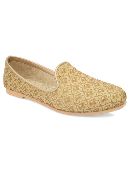 DESI COLOUR Mens Gold Ethnic Footwear/Punjabi Jutti