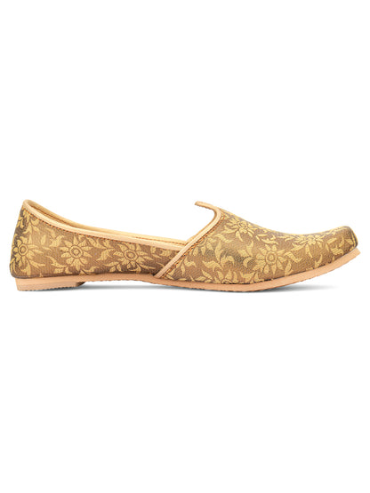 DESI COLOUR Mens Gold Ethnic Footwear/Punjabi Jutti