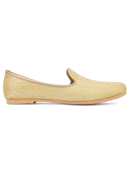 DESI COLOUR Mens Gold Ethnic Footwear/Punjabi Jutti