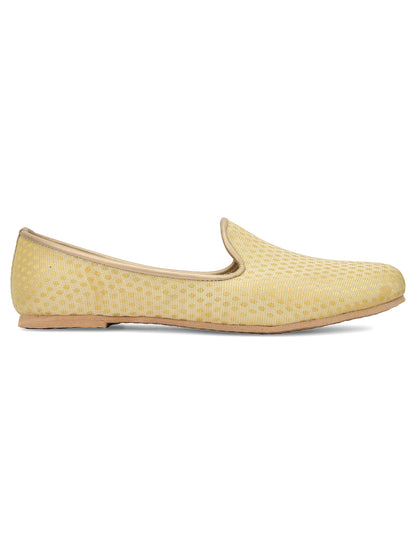 DESI COLOUR Mens Gold Ethnic Footwear/Punjabi Jutti