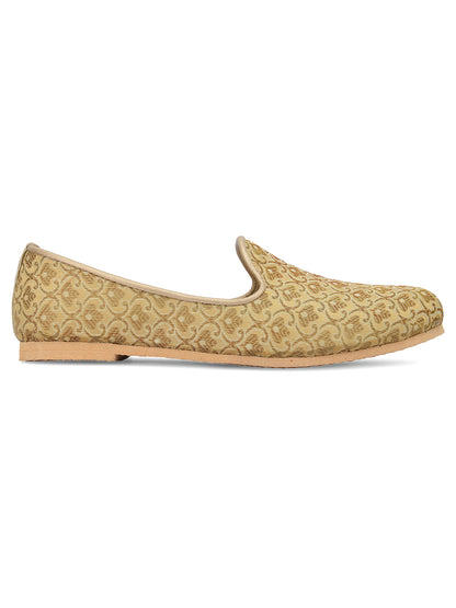 DESI COLOUR Mens Gold Ethnic Footwear/Punjabi Jutti