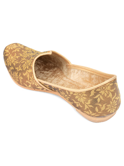 DESI COLOUR Mens Gold Ethnic Footwear/Punjabi Jutti