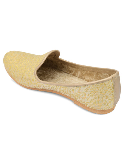 DESI COLOUR Mens Gold Ethnic Footwear/Punjabi Jutti