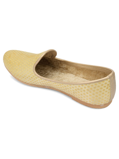 DESI COLOUR Mens Gold Ethnic Footwear/Punjabi Jutti