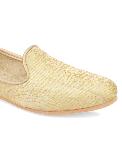 DESI COLOUR Mens Gold Ethnic Footwear/Punjabi Jutti