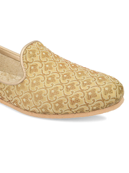 DESI COLOUR Mens Gold Ethnic Footwear/Punjabi Jutti