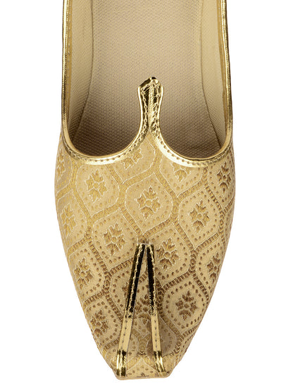 DESI COLOUR Mens Gold Ethnic Footwear/Punjabi Jutti