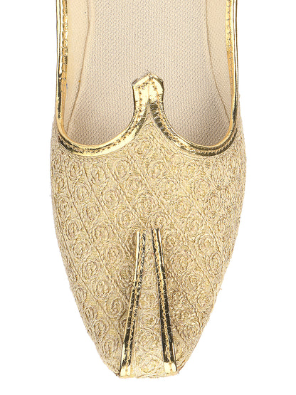 DESI COLOUR Mens Gold Ethnic Footwear/Punjabi Jutti