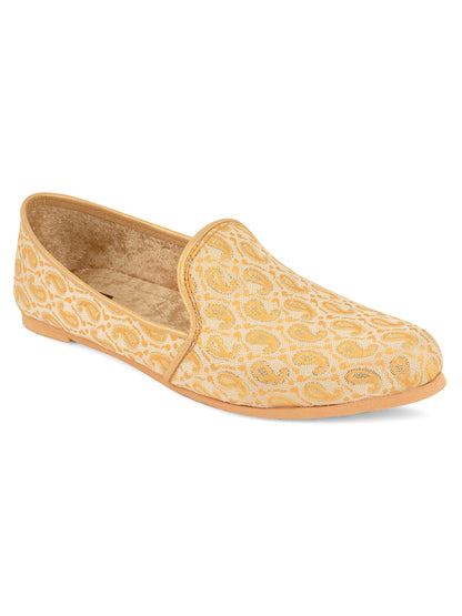 DESI COLOUR Mens Gold Ethnic Footwear/Punjabi Jutti