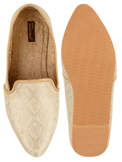 DESI COLOUR Mens White Ethnic Footwear/Punjabi Jutti