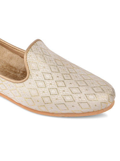 DESI COLOUR Mens Gold Ethnic Footwear/Punjabi Jutti