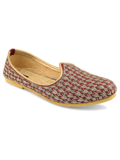 DESI COLOUR Mens Gold Ethnic Footwear/Punjabi Jutti