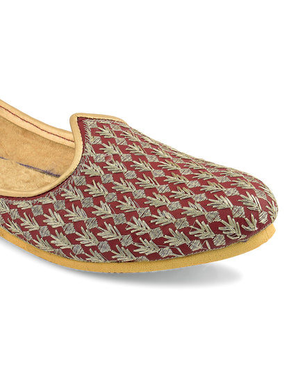 DESI COLOUR Mens Gold Ethnic Footwear/Punjabi Jutti