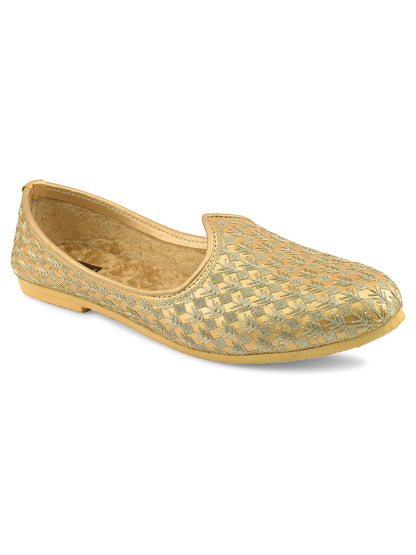 DESI COLOUR Mens Gold Ethnic Footwear/Punjabi Jutti