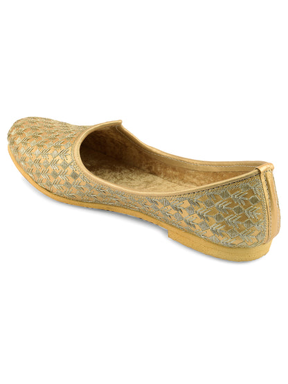 DESI COLOUR Mens Gold Ethnic Footwear/Punjabi Jutti