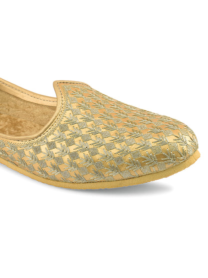 DESI COLOUR Mens Gold Ethnic Footwear/Punjabi Jutti