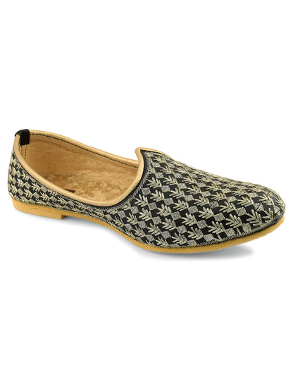 DESI COLOUR Mens Gold Ethnic Footwear/Punjabi Jutti