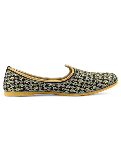 DESI COLOUR Mens Gold Ethnic Footwear/Punjabi Jutti