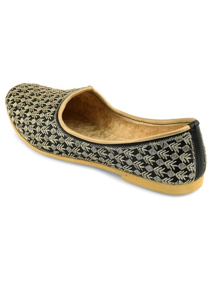 DESI COLOUR Mens Gold Ethnic Footwear/Punjabi Jutti