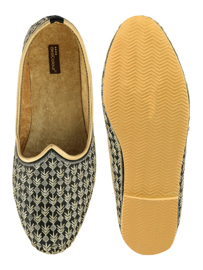 DESI COLOUR Mens Gold Ethnic Footwear/Punjabi Jutti