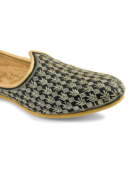 DESI COLOUR Mens Gold Ethnic Footwear/Punjabi Jutti