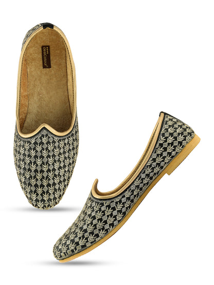 DESI COLOUR Mens Gold Ethnic Footwear/Punjabi Jutti