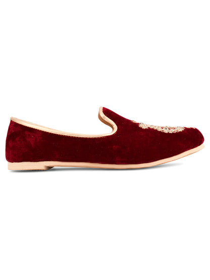 DESI COLOUR Mens Maroon Ethnic Footwear/Punjabi Jutti