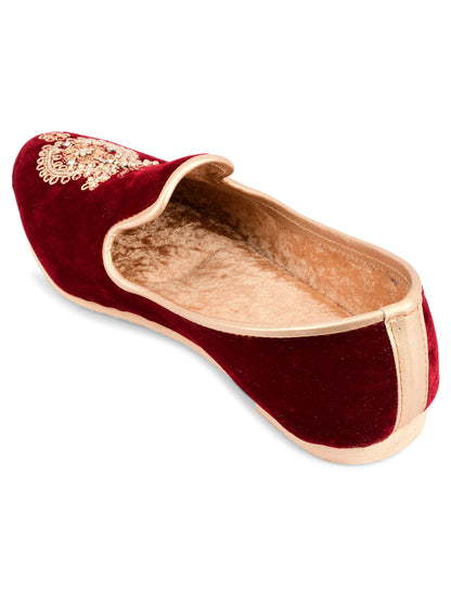 DESI COLOUR Mens Maroon Ethnic Footwear/Punjabi Jutti