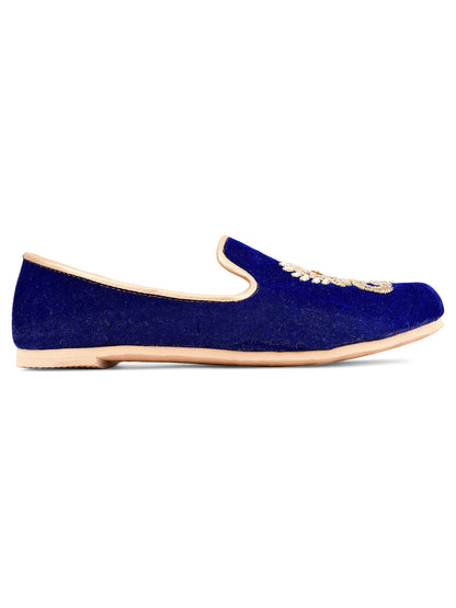 DESI COLOUR Mens Blue Ethnic Footwear/Punjabi Jutti