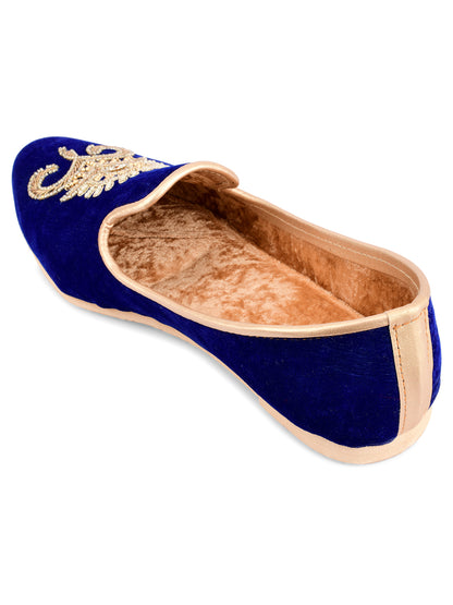 DESI COLOUR Mens Blue Ethnic Footwear/Punjabi Jutti