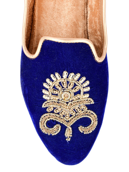 DESI COLOUR Mens Blue Ethnic Footwear/Punjabi Jutti