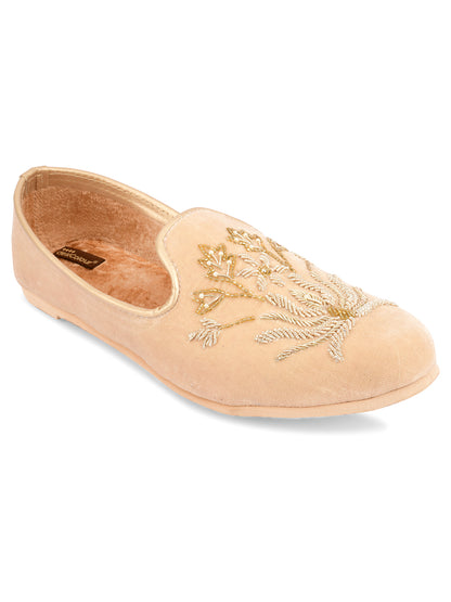 DESI COLOUR Mens Gold Ethnic Footwear/Punjabi Jutti