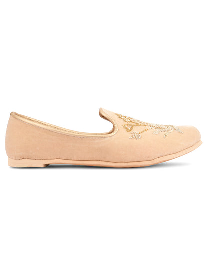 DESI COLOUR Mens Gold Ethnic Footwear/Punjabi Jutti